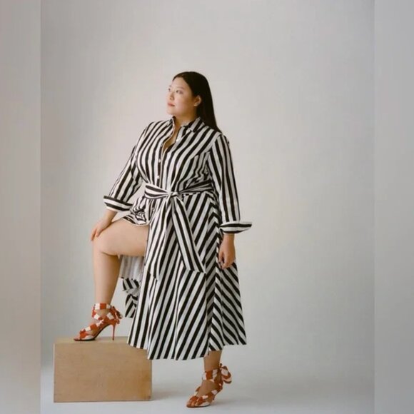 Pari Passu NWOT Poplin Shirtdress Awning Stripe Size C 22 With Belt - Picture 1 of 8
